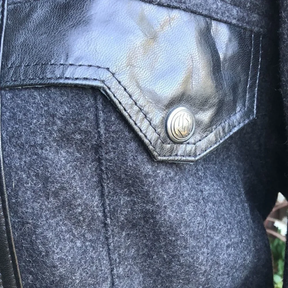 - NWOT Roland Sands Designer Men’s Wool/Leather Biker Jacket